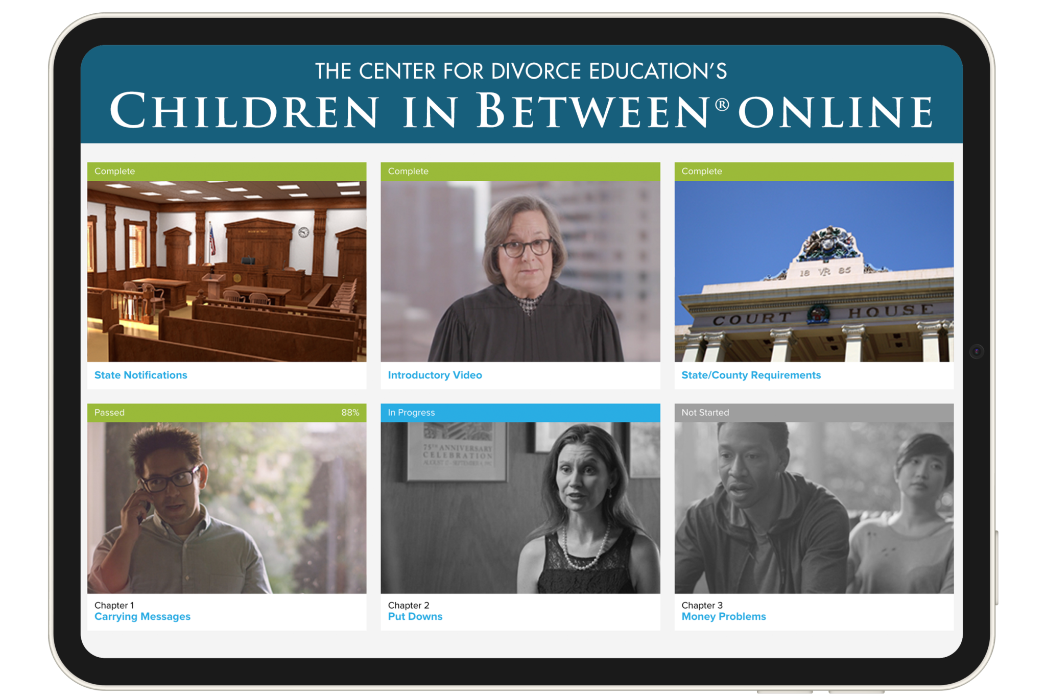 Thumbnail image for the Children in Between online court-approved parenting classes for divorce in Oregon.